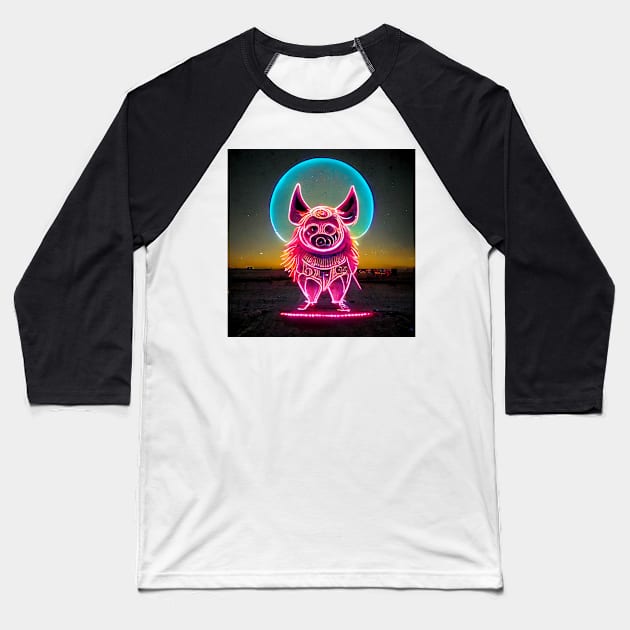 Neon Pig Baseball T-Shirt by DarkAgeArt